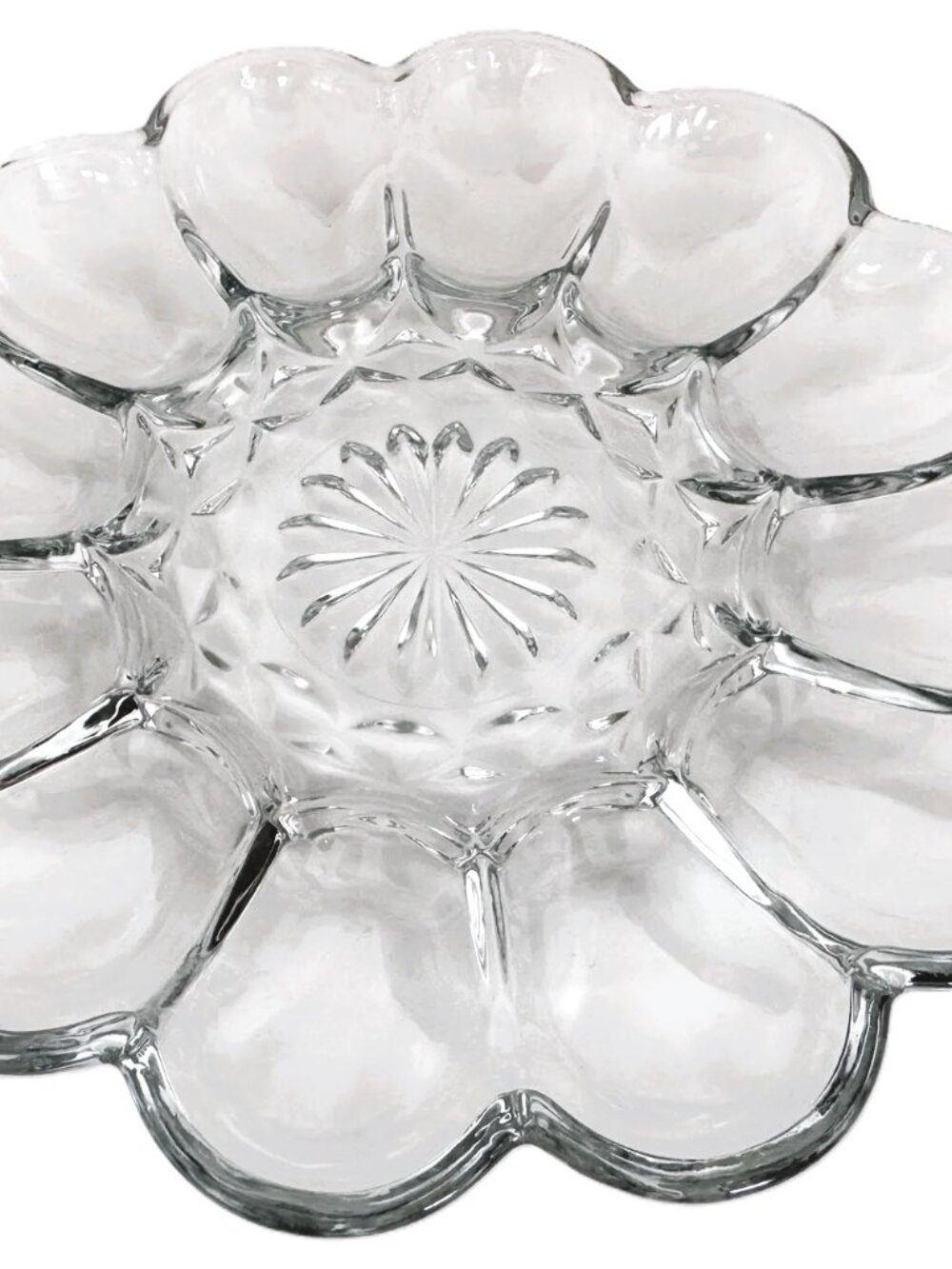 ANCHOR HOCKING Vintage Glass 12 Egg Serving Platter Tray